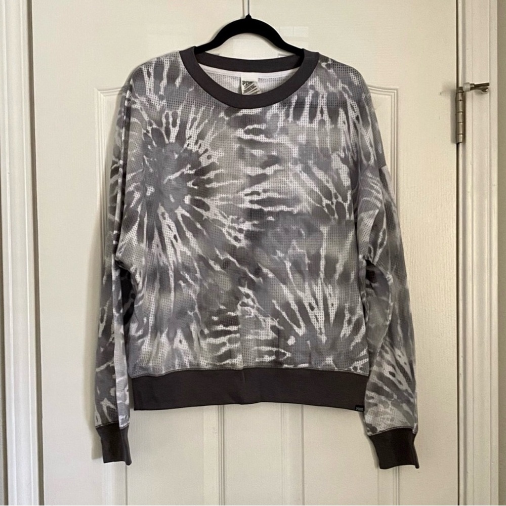 Grey & White Tie-Dye Crewneck Sweatshirt